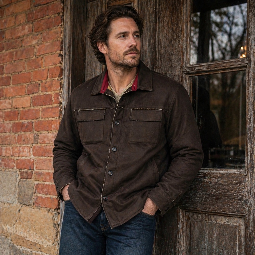 Vintage Y2K Tommy Hilfiger Mens‎ Brown Suede Sherpa Western Shirt Jacket XL DD03